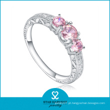 Atraente anel de prata rosa jóias de casamento (r-0467)